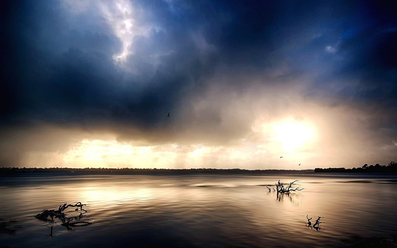 dark, 720P, storm, Australia, landscape, river, nature, photography, sunlight, estuaries, clouds