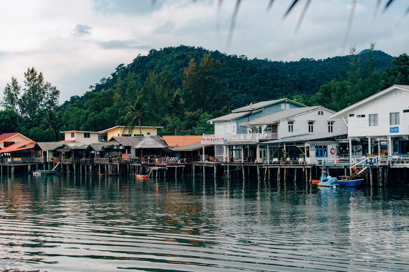 wooden post, river, mode of transportation, treest, white, architecture, house, hut, thailand, near, cloud - sky, jungle, houses, forest, boat, building