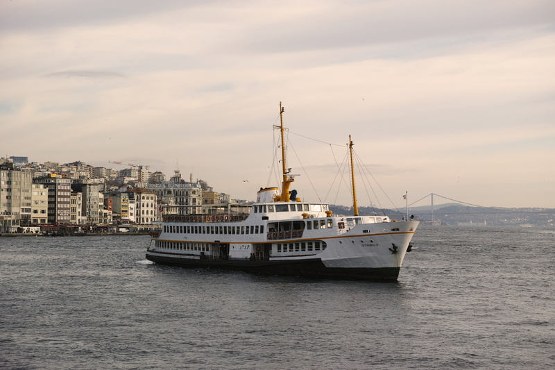 sunset, architecture, landscape, sailing, no people, beach, on, townscape, sky, ship, craft, 5K, galata bridge, building exterior, marine, cloud - sky