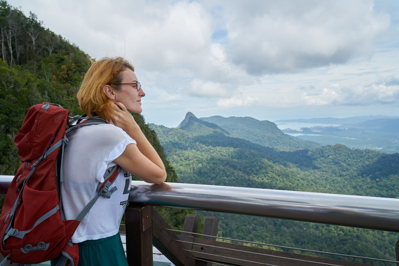woman, loneliness, side view, tourist, young, 8K, overview, contact, photo, mountain range, railing, young girl, travel, lifestyles, one person, model