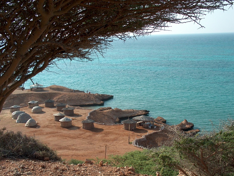 1080P, side, rock - object, toukouls, plant, solid, ras bir beach, horizon, sea, djibouti, horizon over water, tranquil scene, water, no people, tranquility