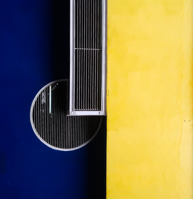 day, outdoors, wall - building feature, building, Caracas, geometric shape, window, Poetry, abstract, close-up, Visual, technology, single object, blue