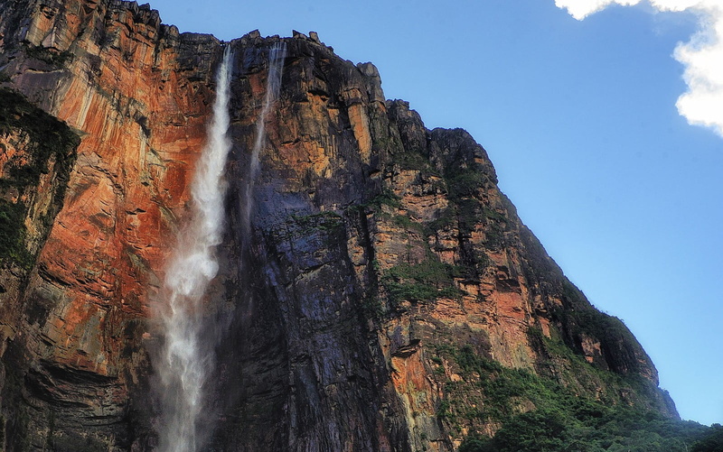 nature, land, flowing water, park, travel destinations, low angle view, venezuela, canaima, waterfall, angel, water, no people, rock, falls, national, cliff