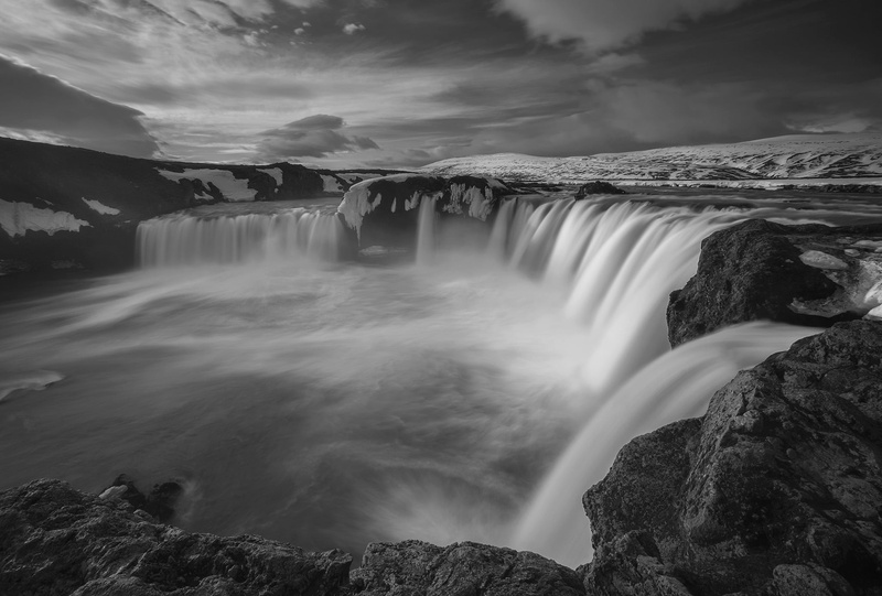 time lapse photography, water, Foss, time, 1080P, Mono, lapse, landscape, NE, nature, scenics, river, waterfall, photography, Iceland, monochrome, Godafoss