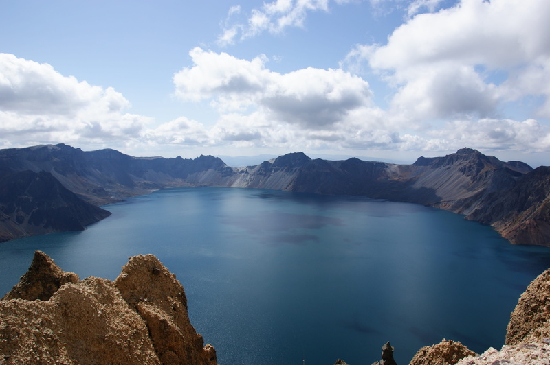 tranquil scene, sky, scenics - nature, the north spa, volcanic crater, tranquility, 4K, rock, north korea, remote, cloud - sky, mountain range, the heavens and the earth