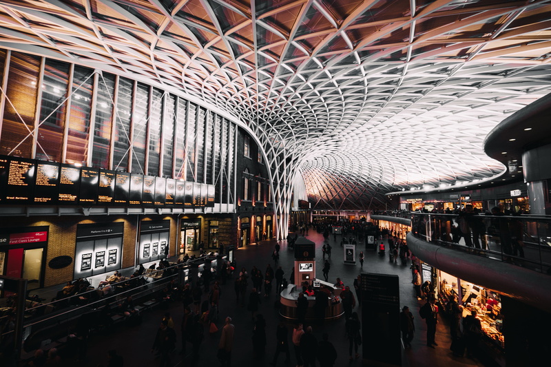 near, crowd, table, men, standing, mode of transportation, real people, indoors, lifestyles, europe, modern, london, light, building, travel destinations