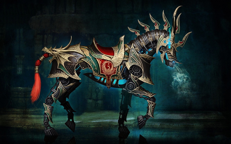 horse, armor, 1080P, digital art, Rift Online, fantasy Art