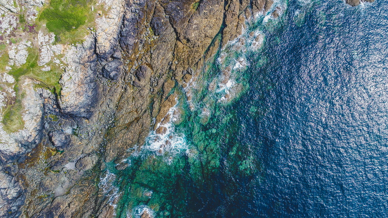 full frame, photography, aerial, formation, coastline, pleinmont, plant, drone, rock formation, tranquility, 5K, rock, tranquil scene, near, rock - object