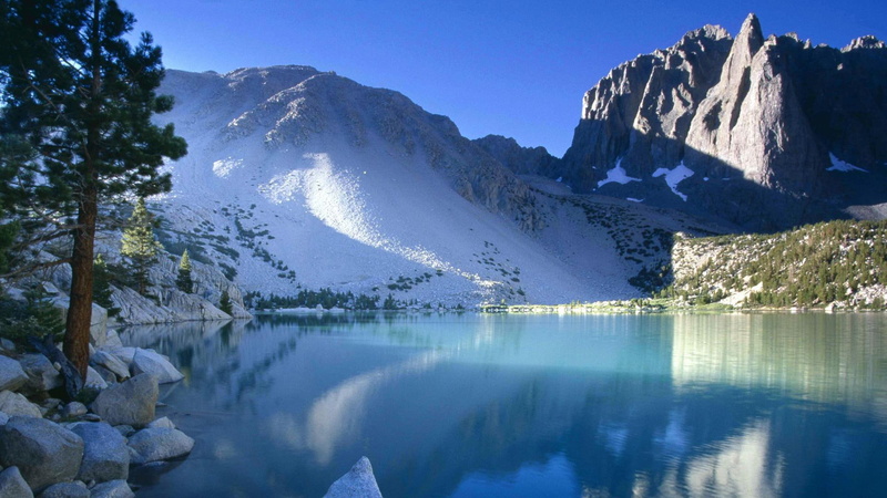 lake, john, nature and landscapes, wilderness, rocky shore, 1080P, mountains, trees, second, muir