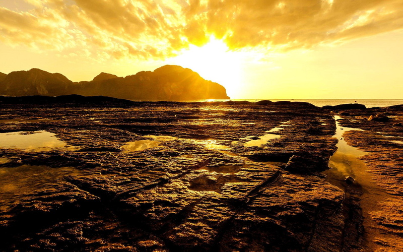 brilliant, 1080P, sunrise, nature, nature and landscapes, sunsets, ocean, shore, rocky