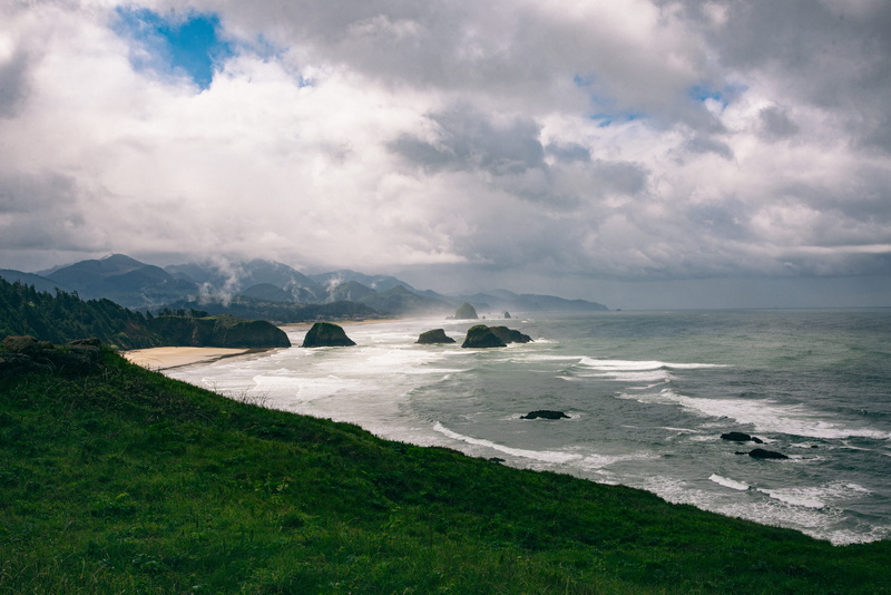 scenics - nature, cloud - sky, tranquil scene, oregon coast, sea, sky, non-urban scene, ecola state park road, ecola state park, motion, haystack rock