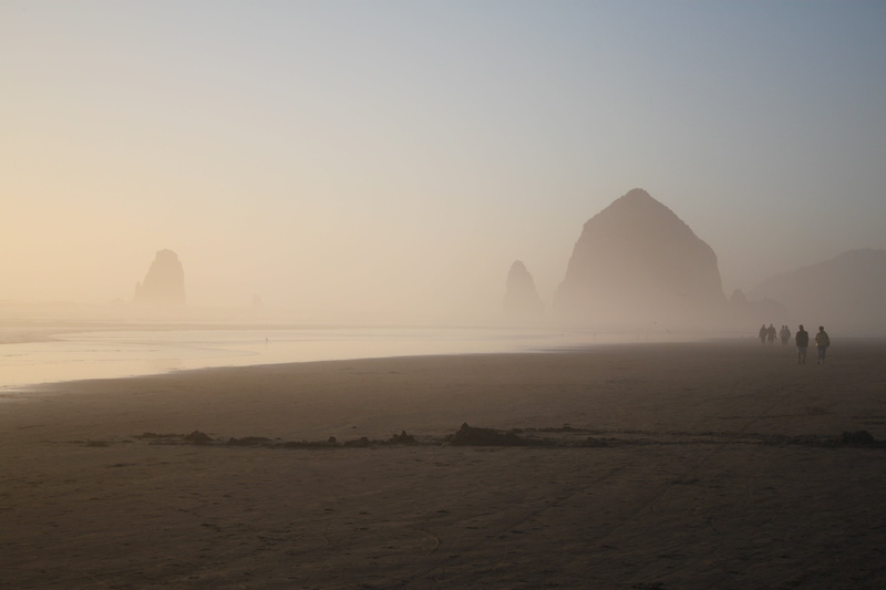 wave, haystack, coast, outdoor, nature, state, oregon, sea, cannon beach, fog, scenics - nature, usa, ocean, rock formation, ecola, tide, cannon, tranquility