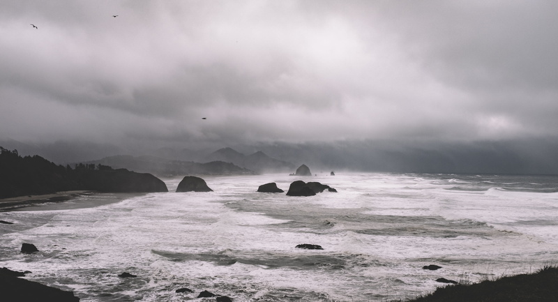 united states, cloud, tranquility, white water, grey, ocean, coast, wave, nature, ominous, fog, storm, 5K, mist, non-urban scene, water, formations, outdoors