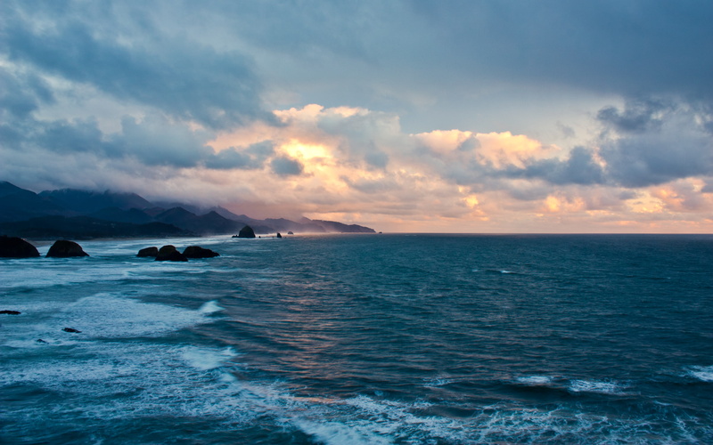 no people, horizon, sea, sunset, water, beach, waterfront, coast, cloud - sky, beauty in nature, horizon over water, oregon, land, scenics - nature, 2K