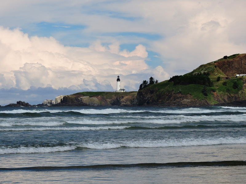 sky, no people, 4K, tranquil scene, landscape, cloud - sky, wave, idyllic, Beach, water, sea, scenics, yaquina, yaquina head, Lighthouse, pacific Ocean