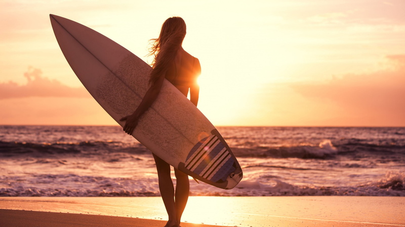 Surfing, sun, beach, 4K, sea, girl