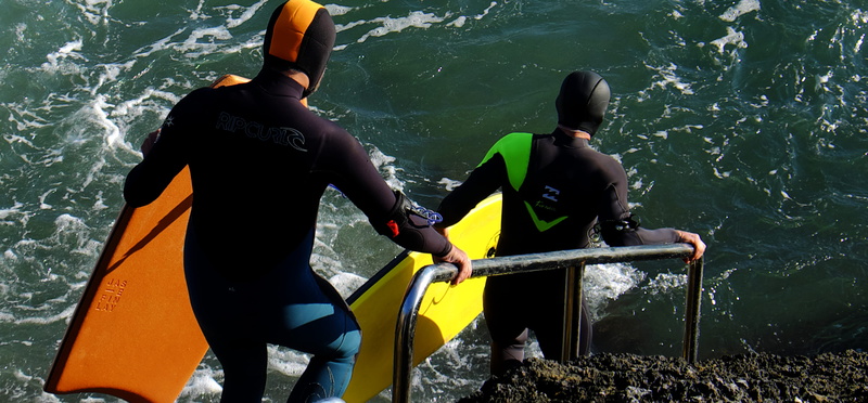 4K, rear view, nature, exploration, men, bodyboard, nautical vessel, yellow, orange, aquatic sport, two people, underwater, leisure activity, scuba diving