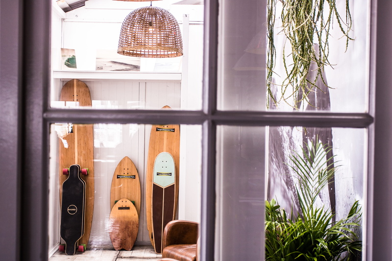 longboard, 5K, nature, bodyboards, glass, door, glass - material, indoors, no people, potted plant, open, entrance, black, inside, boards, leafy, transparent
