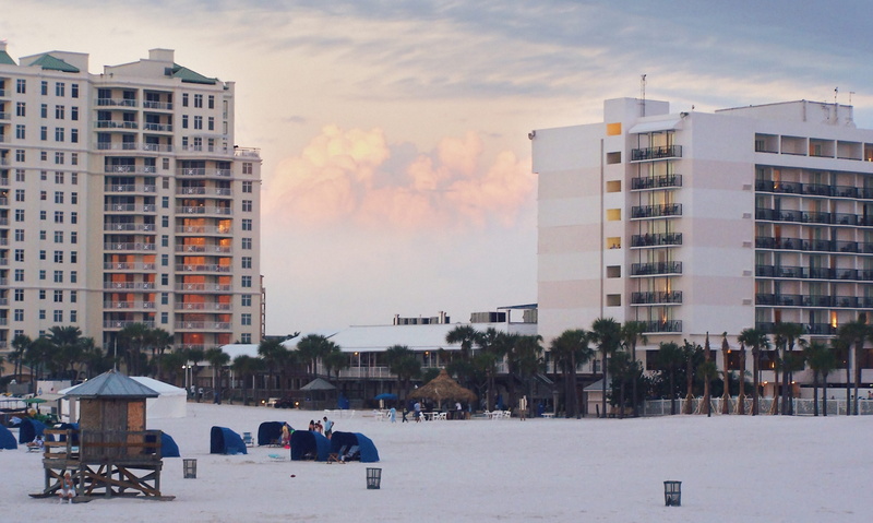 real people, 2K, outdoors, sky, sunset, built structure, apartment, incidental people, beach, florida, men, women, cloud - sky, office building exterior