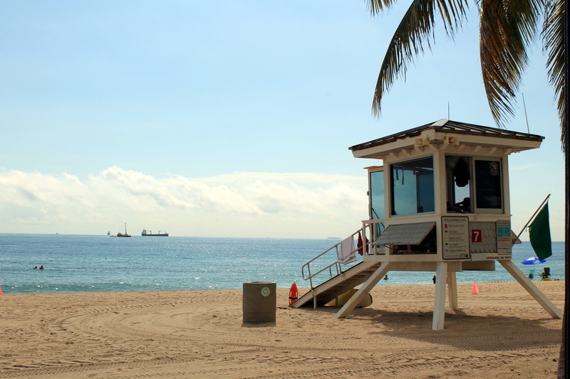 clearwater beach, tower guards, beach, no people, safety, vigilance tower, tropical climate, horizon over water, ocean, hut, cloud - sky, blue sky, palm tree