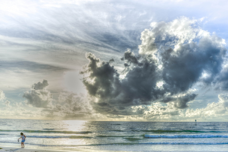 sand, summer, child, tranquility, tranquil scene, gulf coast, land, day, clearwater beach, shore, people, outdoors, horizon over water, blue, nature, cloud - sky