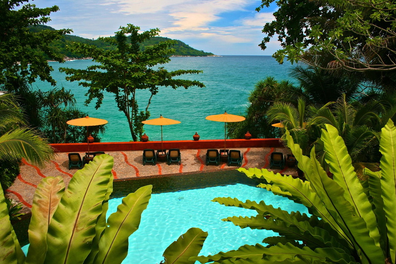 pool, beautiful, ocean, swimming, tropical, beach, plants, aqua, lagoon, paradise, 1080P, banana, view, island, exotic, blue