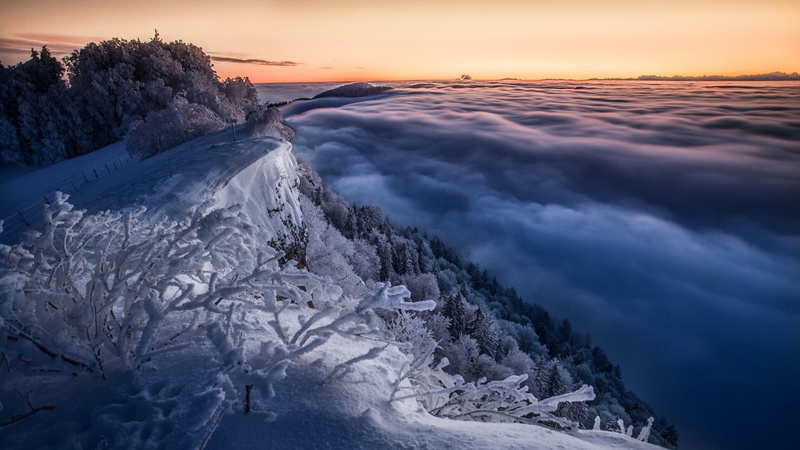 frost, jura, hoary, zing, foggy, jura mountains, snow, mountain range, winter, swiss, hoarfrost, mountain, winter landscape, fog, 1080P, horizon, switzerland