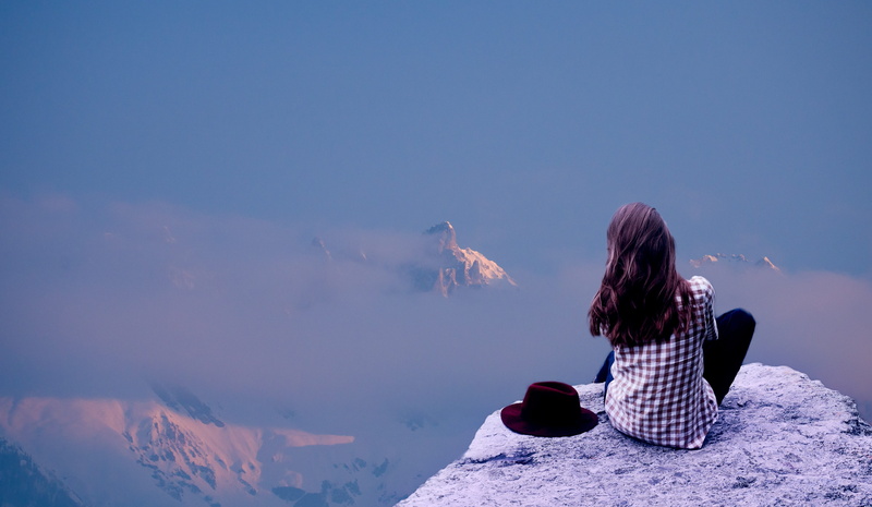 nice, model, leisure activity, adult, mountain range, outdoor, rear view, mountains, travel, mountain, snowcapped mountain, sky, background, white, scenics - nature