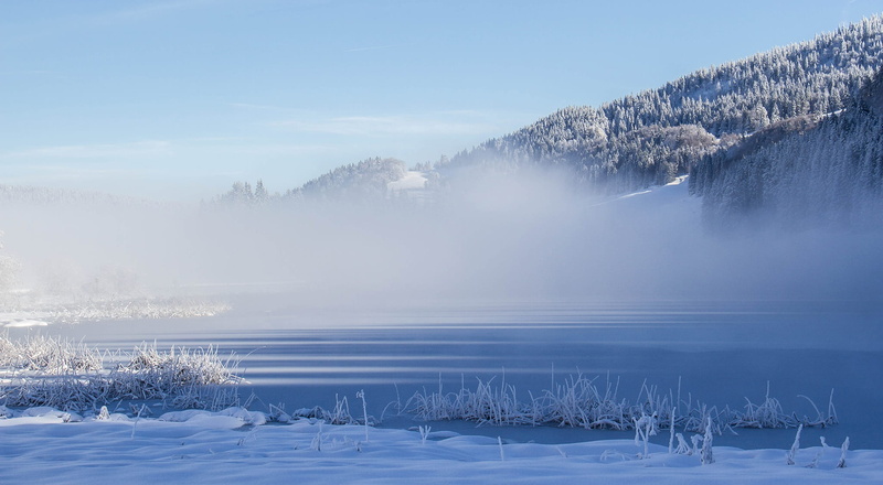 non-urban scene, lake, tranquil scene, cold temperature, icy, nature, covered, land, scenic, water, beauty in nature, no people, tree, landscape, snowcapped mountain