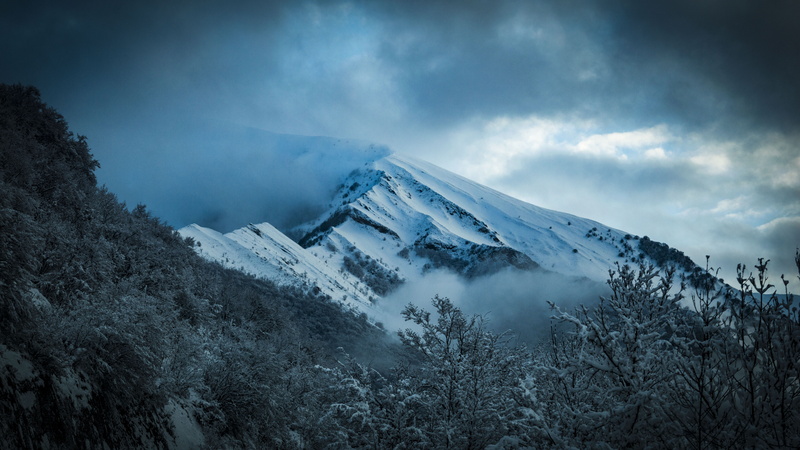 snow, architecture, clouds, environment, dawn, plant, mist, forest, 5K, beauty in nature, storm, mountain range, landscape, frosty, trees, tree, ice, zing