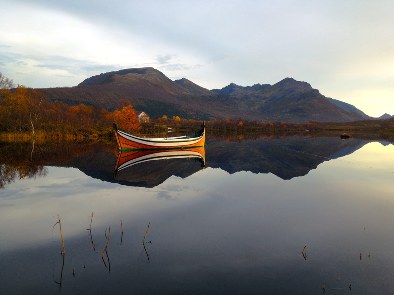 nature, summer, mountain, outdoors, sørvågen, panorama, non-urban scene, leaf, orange, rowboat, fembøring, the mountain, sailing, blue, mode of transportation