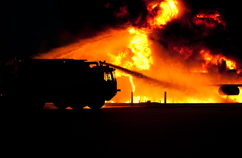 firemen, hose, warning sign, communication, aircraft, transportation, occupation, fire - Natural Phenomenon, dark, sign, flame, training, accidents and disasters