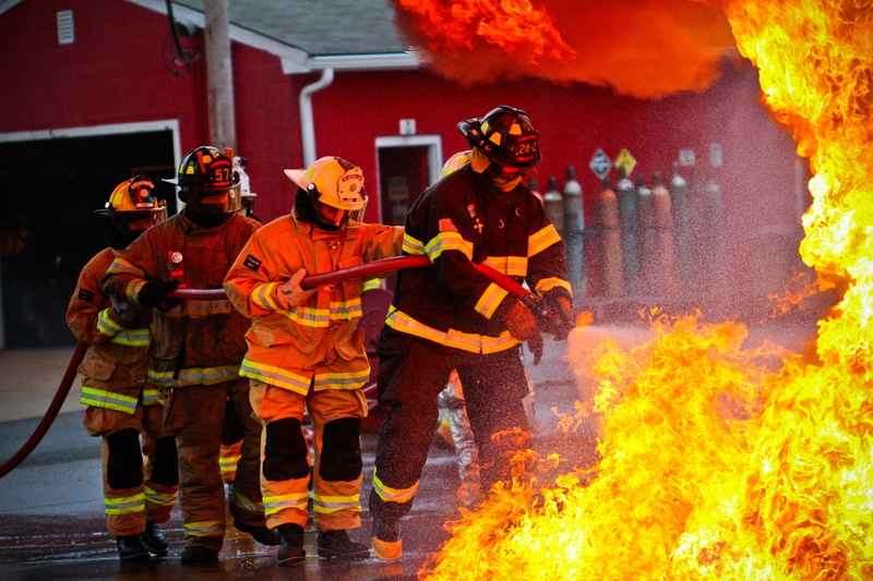 uniform, burn, Training, men, rescue worker, rescue, fire hose, flame, communication, heat, hot, clothing, Fire, security, four, Portrait, heat - temperature