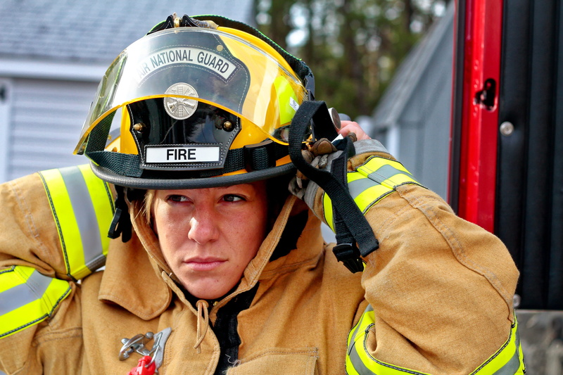 headwear, bunker, woman fire fighter, fire, clothing, security, mid adult, department, rescue worker, us air force, gear, occupation, safety, front view