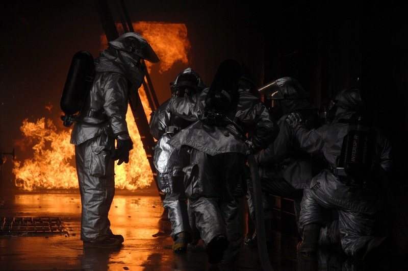 spraying, firefighters, military, accidents and disasters, burn, people, rescue, fire, orange, equipment, fire - natural phenomenon, flames, smoke, cooperation