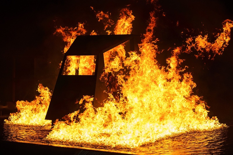 hot, no people, training, motion, accidents and disasters, firemen, 1080P, sign, live, inferno, controlled, outdoors, job, built structure, yellow, orange color
