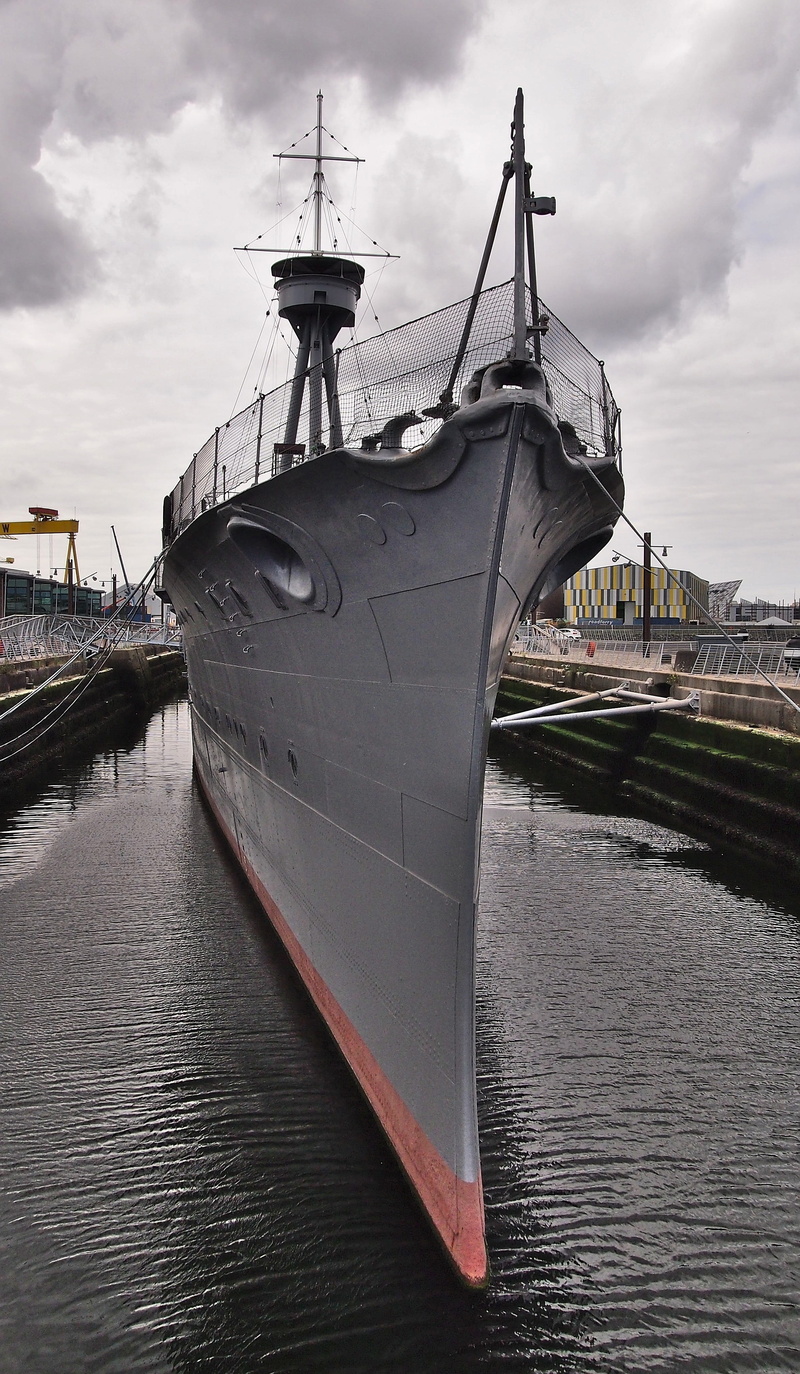 day, built structure, nature, 4K, hms caroline, outdoors, cloud - sky, marina, water, belfast, sea, connection, nautical vessel, pier, museum, moored