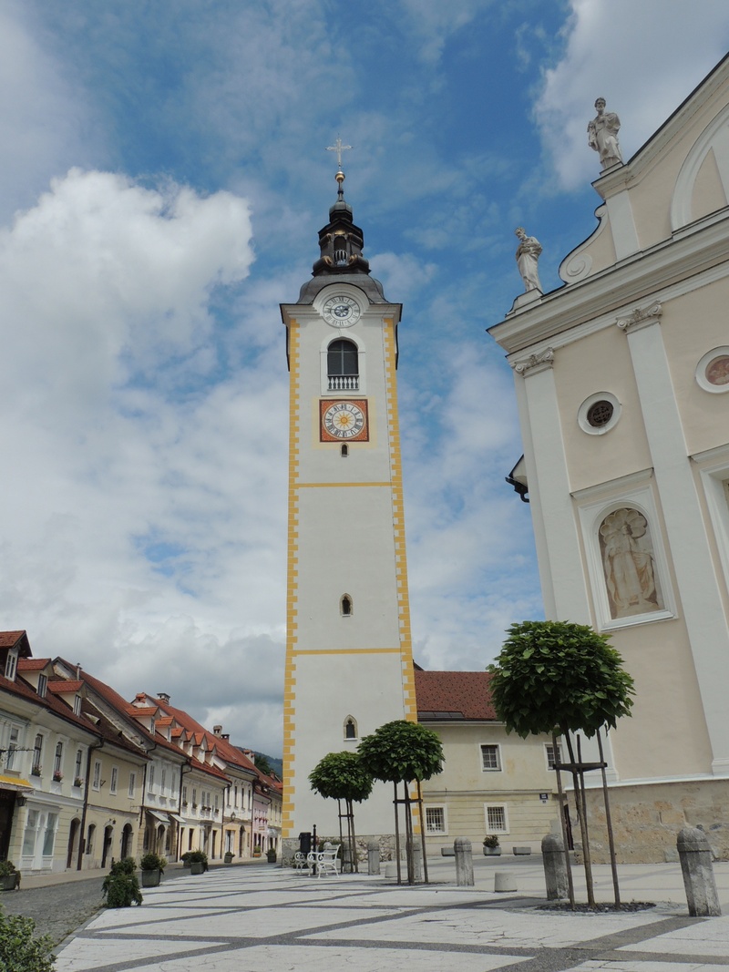 clock, plant, religion, cloud - sky, architecture, 1080P, city, spire, building exterior, belief, no people, sky, built structure, kamnik, bell tower - tower
