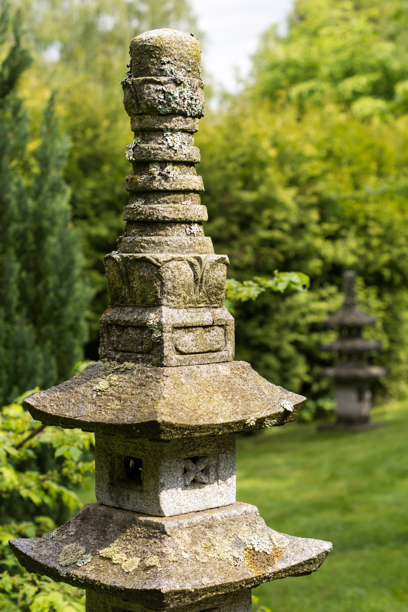 lantern, garden, no people, miniature, feng shui, closeup, spirituality, stone, solid, place of worship, 5K, stack, day, close-up, focus on foreground