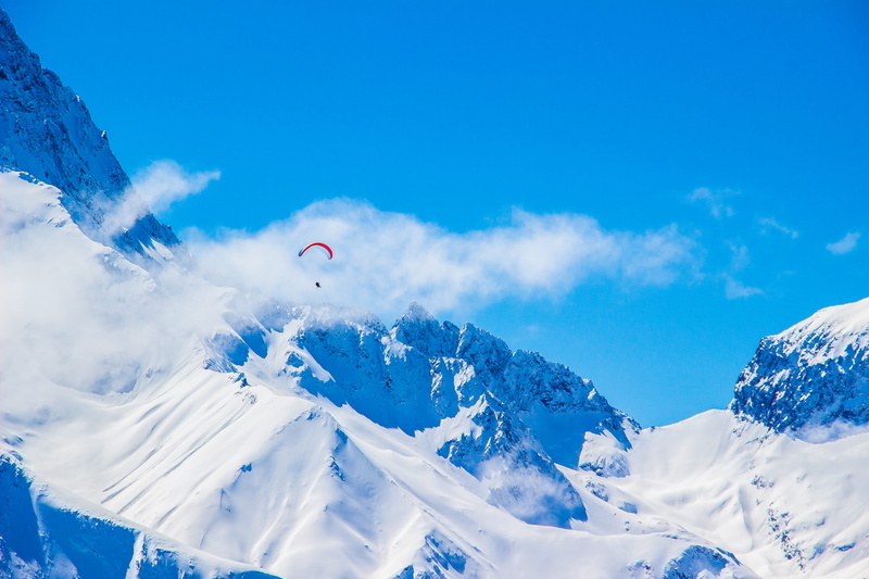 scenics, extreme Sports, I can, high Up, nature, tranquil scene, person, mountain Peak, freedom, white, tranquility, 5K, snow, panoramic, mountain Range
