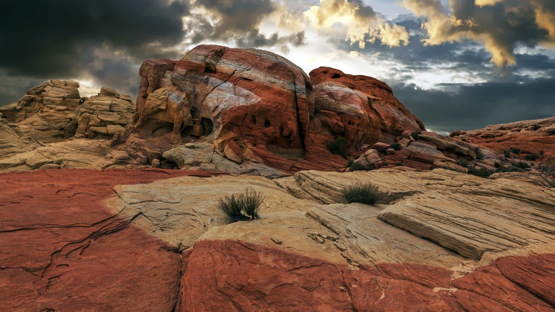 1080P, plants, Arizona, Valley, clouds, USA, Valley Of Fire State Park, rocks, landscape, nature, mountains