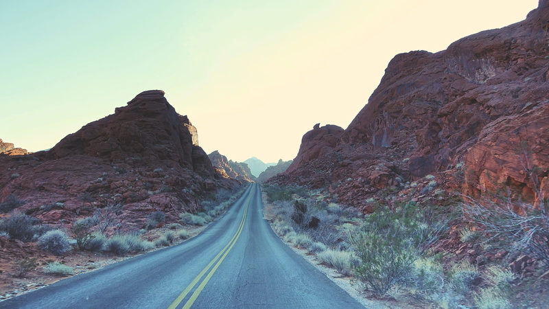 mountain range, diminishing perspective, no people, the way forward, formation, solid, tranquility, transportation, 5K, rock formation, brush, non-urban scene