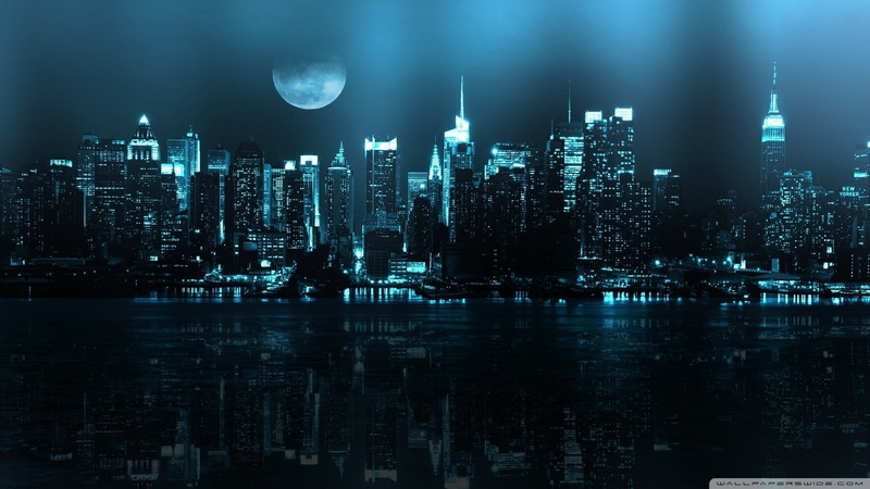 nature, building, New York City, built structure, no people, full moon, sky, skyscraper, night, outdoors, modern, city, waterfront, landscape, water, architecture
