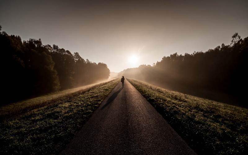 trail, silhouette, standing, path, hd, person, 2K, road, nature, photo