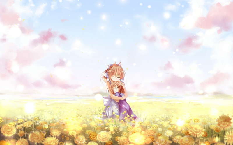 young women, adult, Ushio Okazaki, beauty in nature, young adult, sky, long hair, Furukawa Nagisa, Clannad, outdoors, real people, arms raised, plant, 1080P