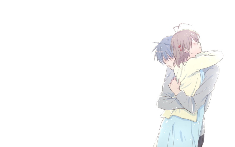 women, day, teenager, hair, clothing, casual clothing, white background, anime girls, standing, leisure activity, waist up, anime, 1080P, scarf, Okazaki Tomoya