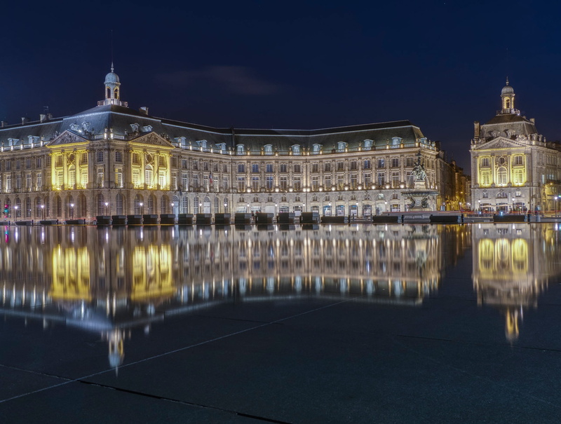 Water Mirror, building, France, The stock exchange square, Bordeaux, water, reflection, Mirror of Water, 1080P, Place de la Bourse, area