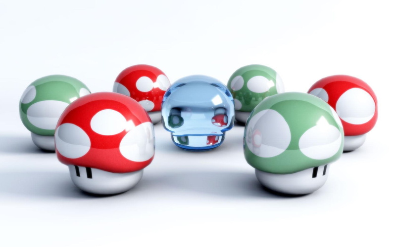 mushroom, games, 720P, glass, hd, x, infected, video, mushrooms, art, Mario
