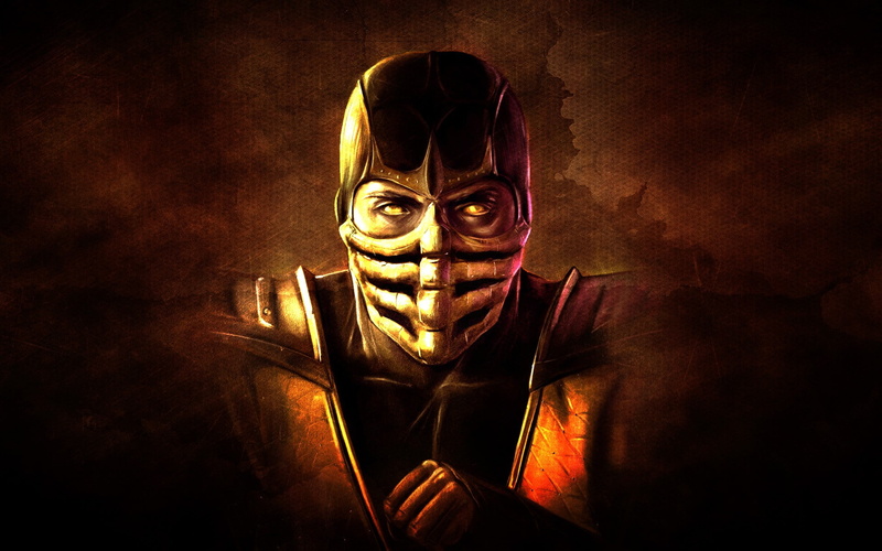 mortal, mortal kombat, 1080P, combat, mask, black background, ninja, Hand, scorpion