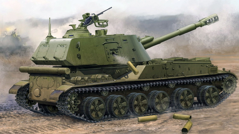 figure, SAU, Soviet 152-mm divisional self-propelled howitzer, Acacia, 2S3, 1080P